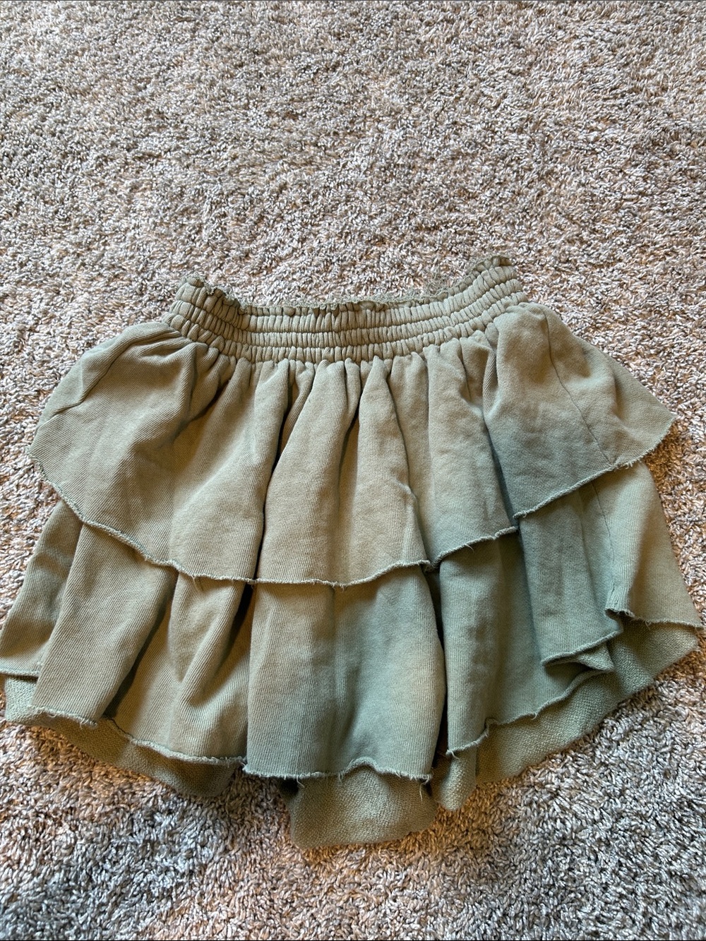 aerie Olive Green Tiered Ruffle Skirt